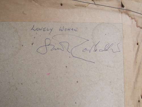 LONELY WOMAN OIL ON BOARD SIGNED