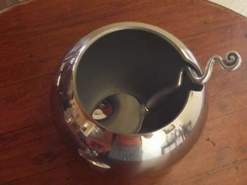 LOVELY CARROL BOYES SUGAR BOWL AND MATCHING SPOON-WAVE DESIGN