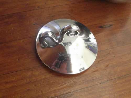 LOVELY CARROL BOYES SUGAR BOWL AND MATCHING SPOON-WAVE DESIGN