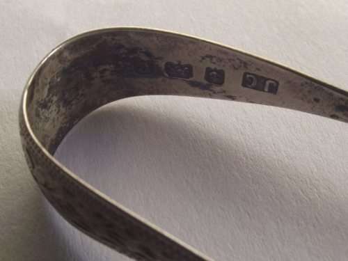 LOVELY HALLMARKED BIRMINGHAM STERLING SILVER SUGAR TONGS, MAKERS MARK J.G