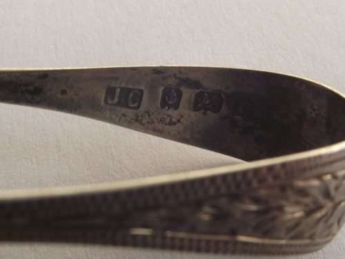 LOVELY HALLMARKED BIRMINGHAM STERLING SILVER SUGAR TONGS, MAKERS MARK J.G