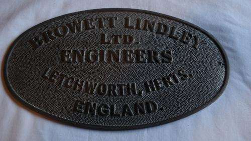 BROWETT LINDLEY LTD. ENGINEERS 1886/87 TILL 1954. PLAQUE