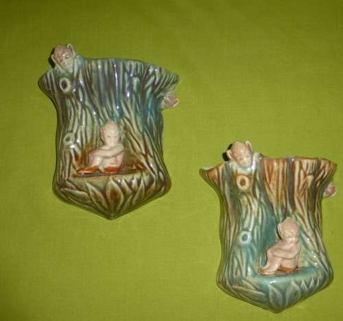 UNUSUAL!!! Ravelle China Pair of Wall Pockets
