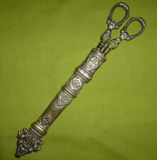 HIGHLY ORNATE!!! Brass Handle Scissors in Brass Sheath (28cm)