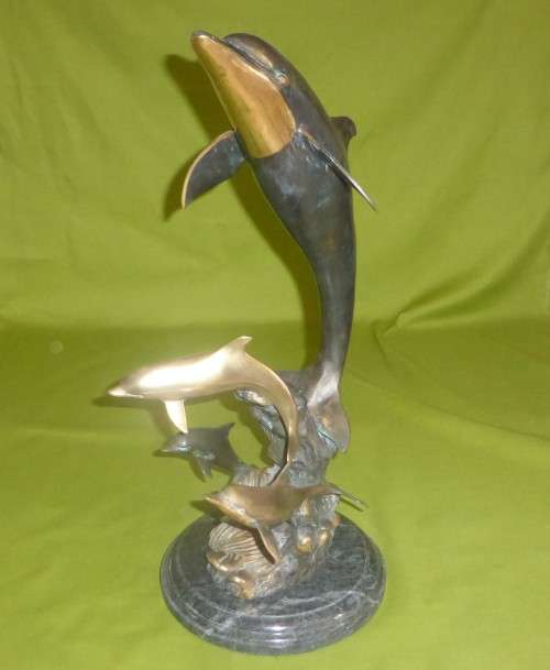 MASSIVE! 60cm High!!! 10kg's!!! Brass Dolphins with Bronze Overlay