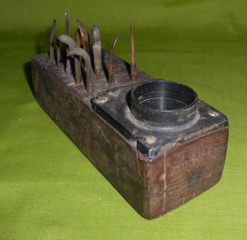 ANTIQUE!!! Carving Set in Wooden Holder