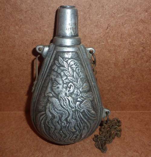 GREAT PIECE!!! Metal Gun Powder Flask with Incredible Detail (Replica)