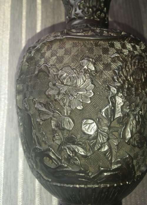 PAIR OF CINNABAR VASES!!! Very Dark Brown, from Thailand!