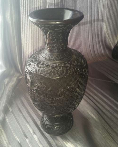 PAIR OF CINNABAR VASES!!! Very Dark Brown, from Thailand!