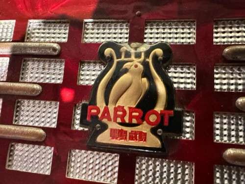 Vintage PARROT Piano Base Accordion (Pearl Red `Marble` Casework) in a Brown Carry Case