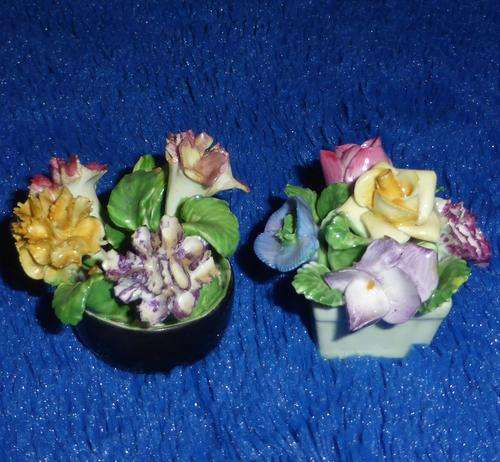 COALPORT, MADE IN ENGLAND 2x Posy Ornaments (Repaired)