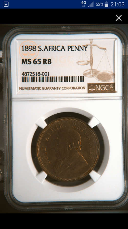 !!!!!WOW ZAR ZAR PENNY 6 OFF 6 CONTINUE 1898 MS65  RB!!!!!!