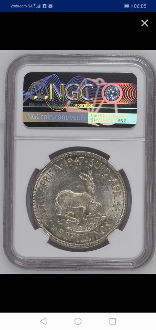 !!!!! STARTING AT SILVER PRICE!!!!1947 5 SHILLING MS 62 HARD TO FIND IN MS!!!!