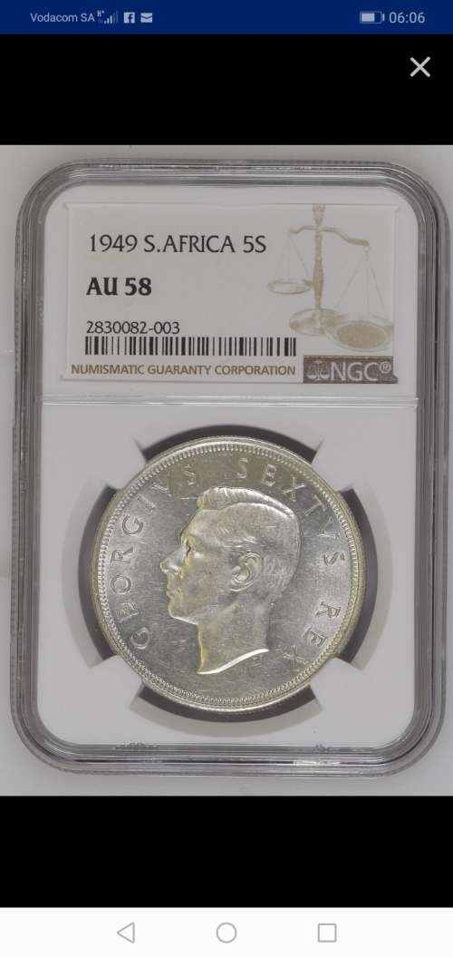 !!!!! STARTING AT SILVER PRICE!!!!1949 5 SHILLING AU 58 HARD TO FIND !!!!