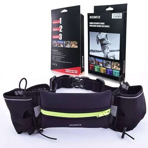 ROMIX® Lumbar Running Belt With 2 Water Bottles Holder-Polyamide Lycra Unisex Runners Waist Pack