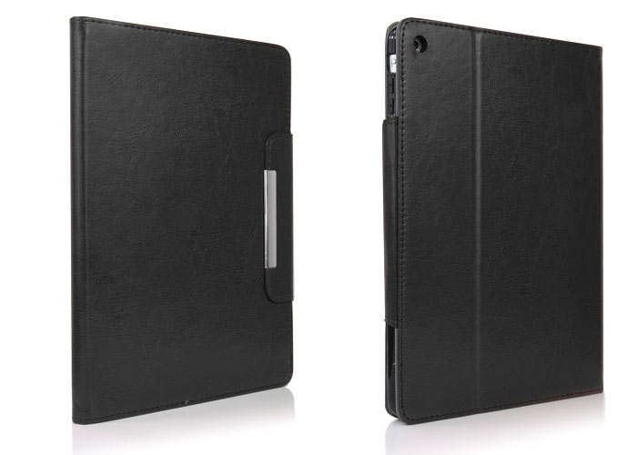 Luxury Leather Folio Cover for Ipad Air with Smart Function- Black