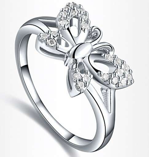 Genuine Austrian Zircon Crystal 18K White Gold Butterfly Plated Ring!!!WOW