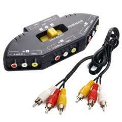 3 PORTS AV SPLITTER RCA VIDEO GAME SELECTOR SWITCH, DVD, PLAYSTATION, XBOX, Wii