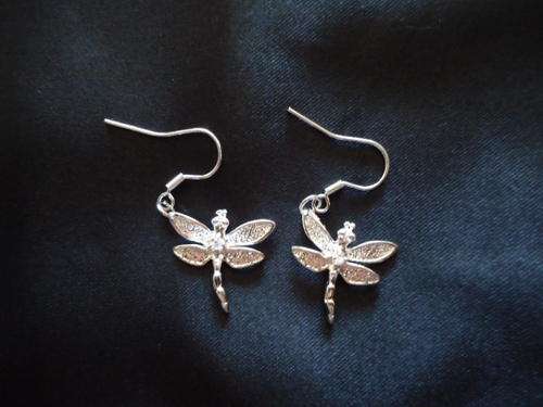 .925 Sterling Silver Dragonfly Earrings