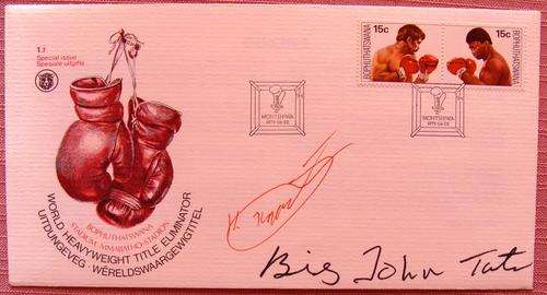 ORIGINALLY SIGNED BOXING FDC (KALLIE KNOETZE VS BIG JOHN TATE)