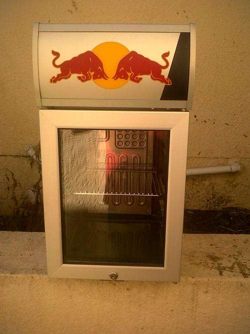 Red bull display fridge