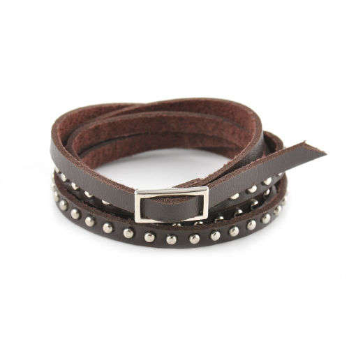 Wrap around the wrist brown studded bracelet