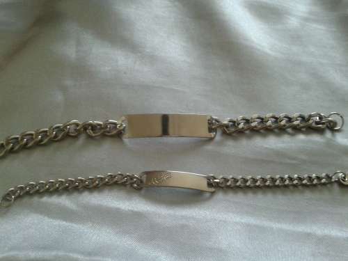 His and Hers Stainless steel bracelet engravable set of 2