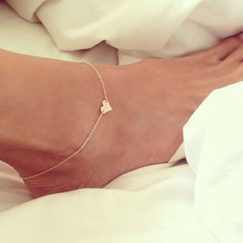 heart charm gold plated anklet