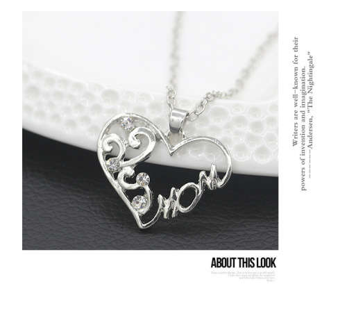 Mom heart necklace with diamante