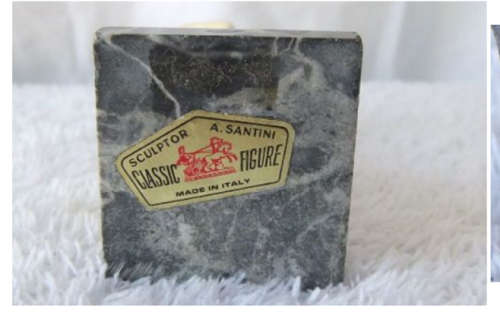 THE SMALLEST RESIN DAVID STATUE BY A.SANTINI OF ITALY ON A MARBLE LOOK BASE