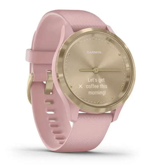 GARMIN vívomove® 3S Light gold stainless steel bezel with dust rose case and silicone band