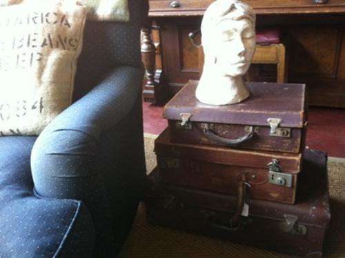 Little Vintage Leather Suitcase - use for magazines, kids toys, toilet rolls