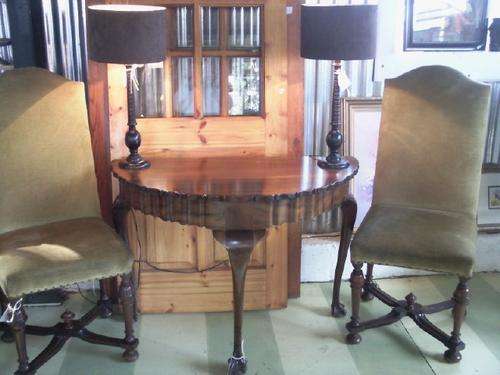 Everything Reduced for one week only!!!! Stinkwood Linen fold Demi Lune Hall Table