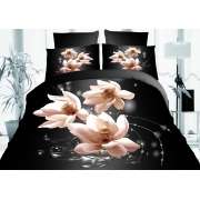 3D Duvet Bedding Beige Lilly with Royal Blue Background