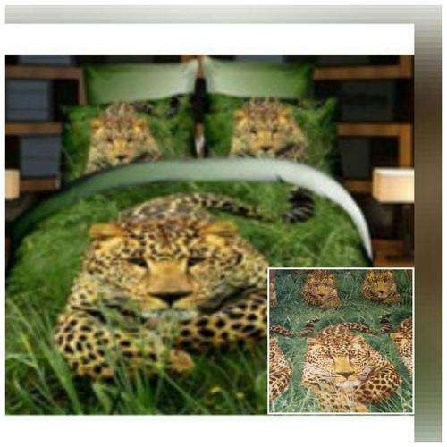 3D Duvet Bedding Set  Leoaprd /Grass