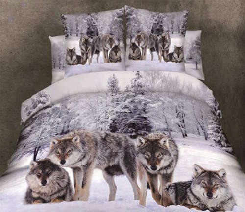 3D Duvet Bedding  Grey Wolfs