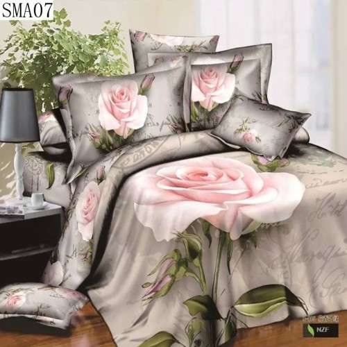 3D Duvet Bedding  Grey & Pink Rose