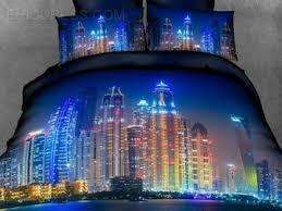 3D Duvet Bedding  Building Blue