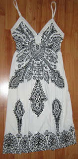 White with Black print dress