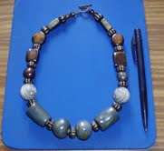 Olive Green and Brown stone necklace 46cm