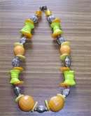 Yellow and orange bulky necklace 48cm long