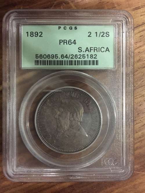 PROOF 1892 ZAR 2 1/2 Shillings PCGS