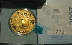 2007 1OZ PROTEA SERIES  PROOF GOLD COIN-NOBEL PEACE PRIZE WINNERS FW DE KLERK &NELSON MANDELA
