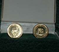 2 x 1980 Gold R1 coins set in 9ct gold cufflinks