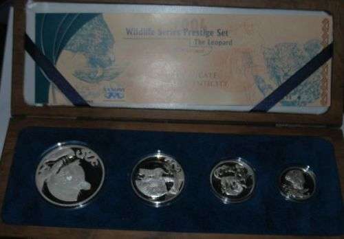 2004 WILDLIFE SILVER PROOF SERIES PRESTIGE SET IN WOODEN BOX - THE LEOPARD