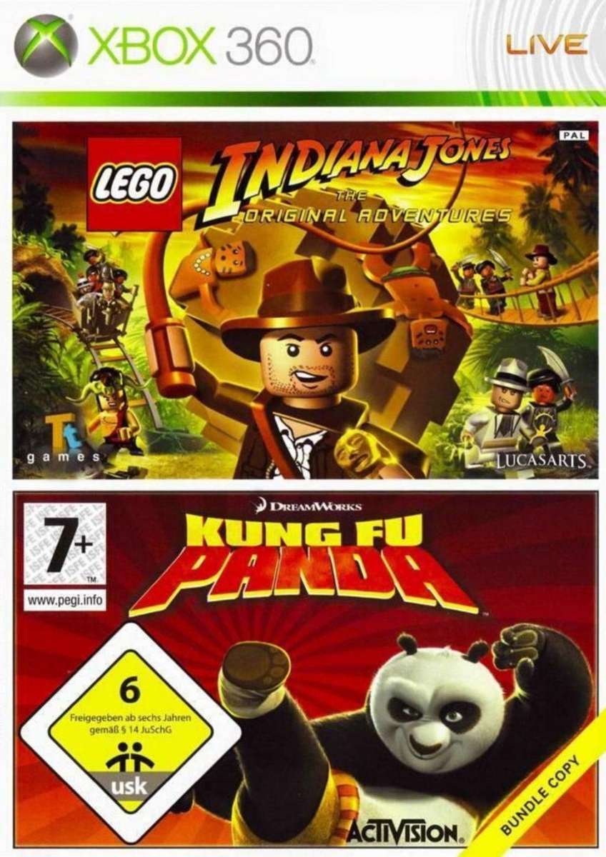 Lego Indiana Jones The Original Adventures+Kung Fu Panda Xbox 360 Booklets Included Good Condition!