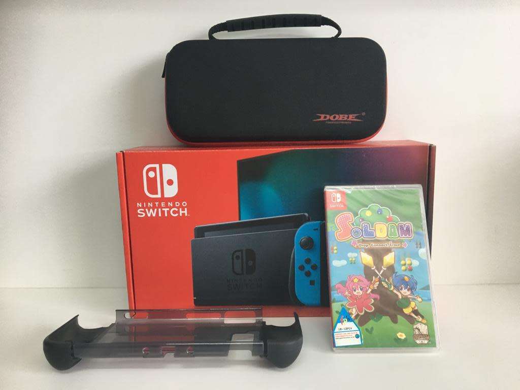 Nintendo Switch V2 Neon Blue/Neon Red Console Boxed Great Condition With Extras & Free Game!