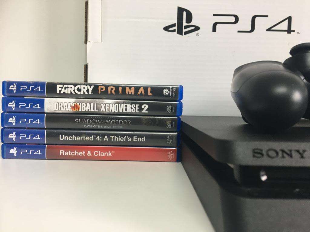 Playstation 4 Slim 1TB Console With 2 Official PS4 Controllers & Games!