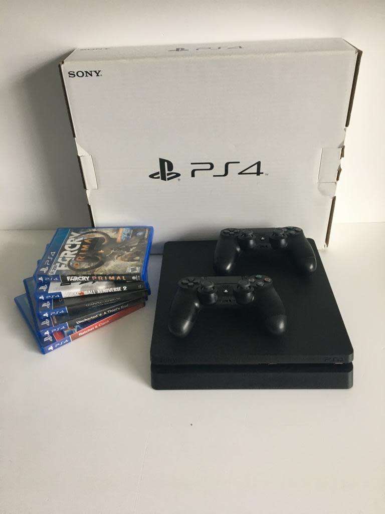 Playstation 4 Slim 1TB Console With 2 Official PS4 Controllers & Games!