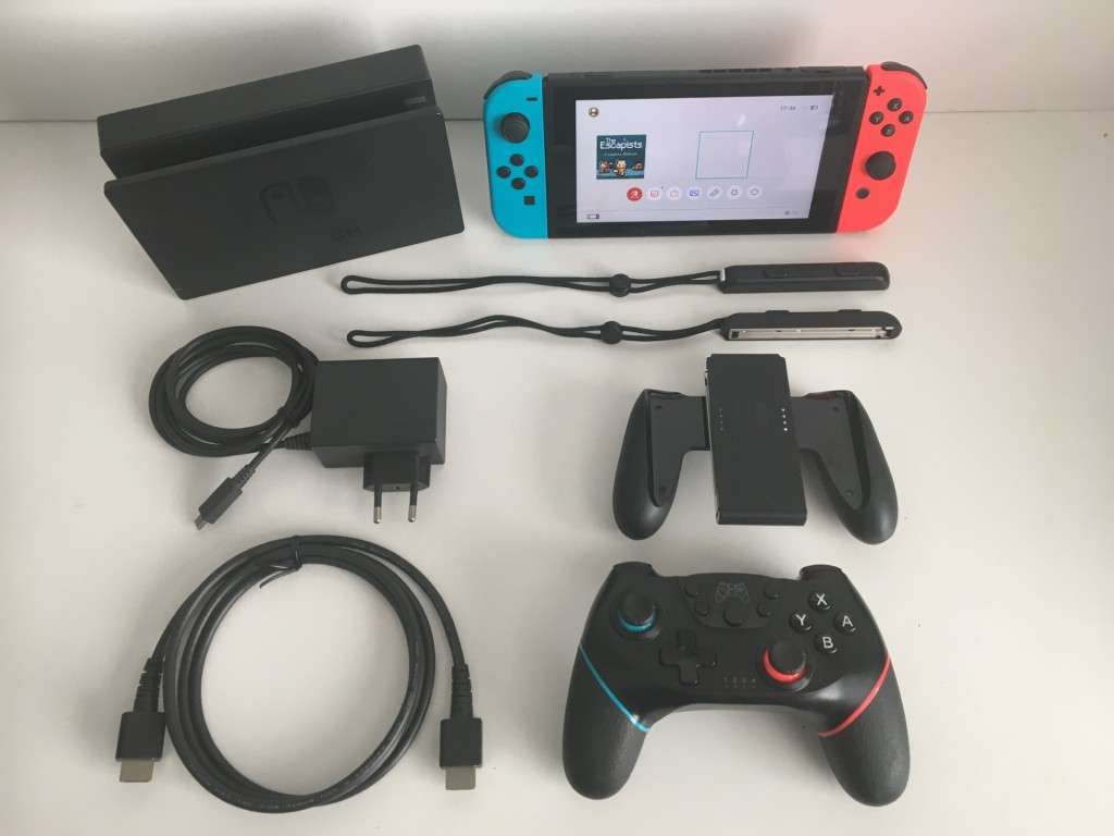 Nintendo Switch V2 Console - Neon Red / Neon Blue + Generic Pro Controller Immaculate Condition!
